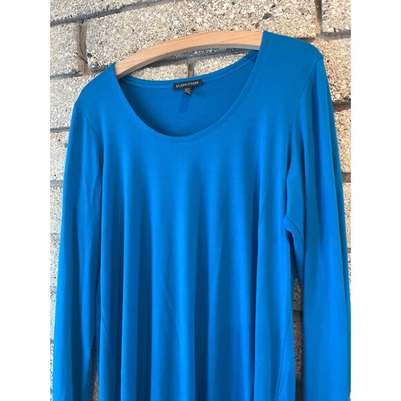Eileen Fisher Womens Long Sleeve Blue Tunic Top Medium Modal Blend - Picture 3 of 7